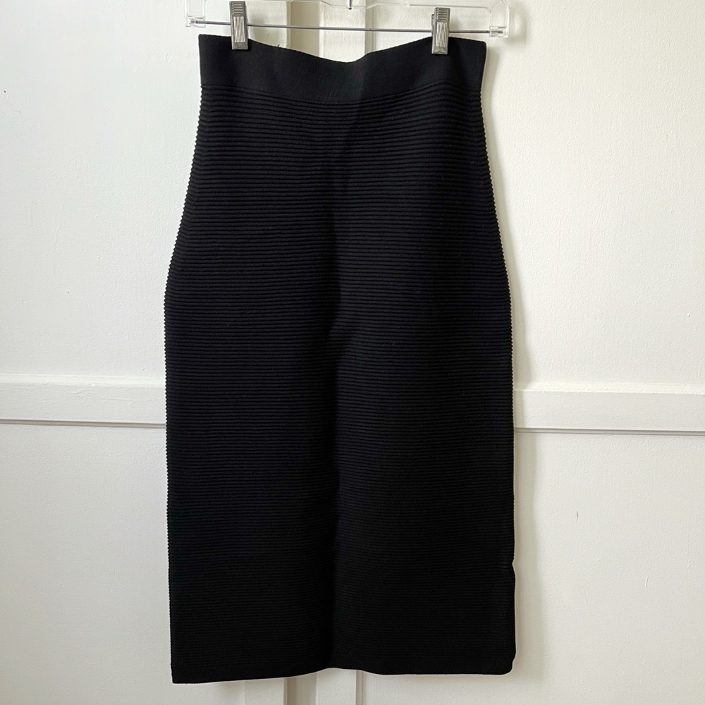 Black Ribbed Bandage Stretch Skirt